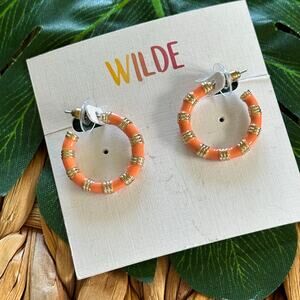 Wild orange enamel earring